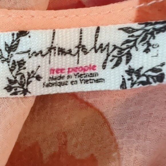 Free People Chemise Sz L Monday Morning Trapeze Coral Pink Roses Slip Dress - Picture 8 of 10